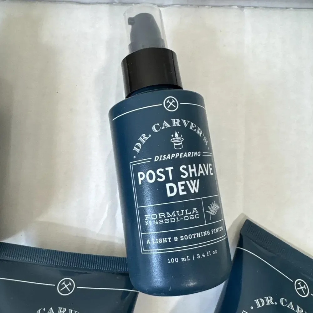 NEW Sealed Dr. Carvers Shave Set 3 Prep Scrub 2 Post Shave Dew Spray